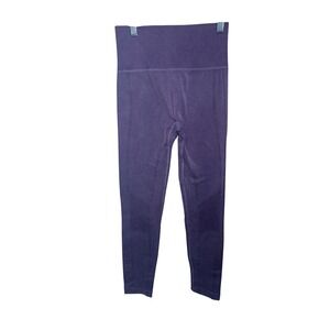 Yummie Womens Leggings S/M Purple Moto Ribbed Seamless Mineral Wash Athleisure